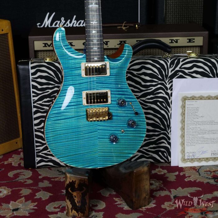 Paul Reed Smith Private Stock # 8429 Custom 24 Piezo P24 Flame Maple Top Back and Neck Faded Turquoise/Beach Cross Fade - Image 9