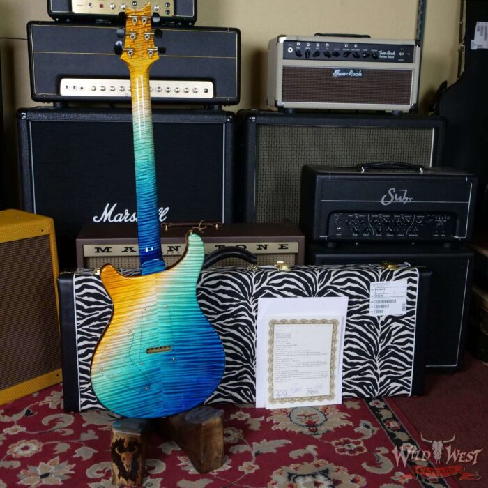 Paul Reed Smith Private Stock # 8429 Custom 24 Piezo P24 Flame Maple Top Back and Neck Faded Turquoise/Beach Cross Fade - Image 10
