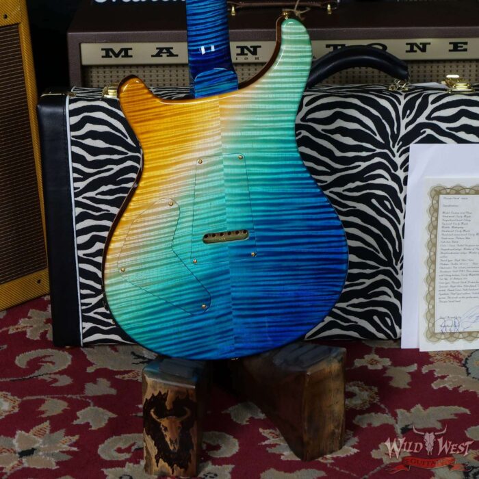 Paul Reed Smith Private Stock # 8429 Custom 24 Piezo P24 Flame Maple Top Back and Neck Faded Turquoise/Beach Cross Fade - Image 12