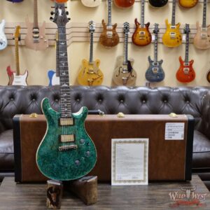 Paul Reed Smith PRS Private Stock # 9124 “Green Heart” Custom 24 Piezo Stoptail Burl Top Brazilian Rosewood Board Bahamian Blue - Image 7