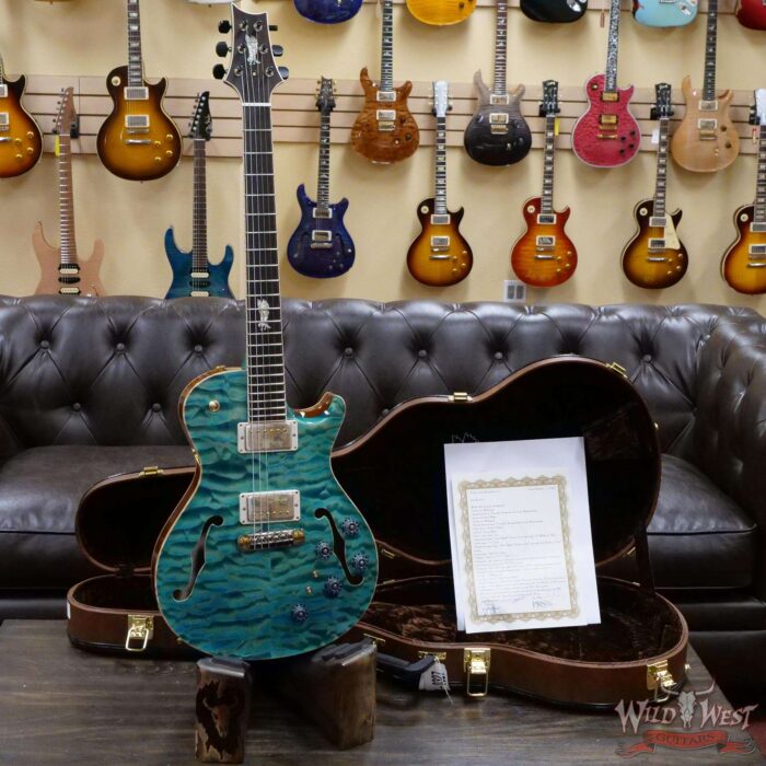 Paul Reed Smith PRS Private Stock # 9128 McCarty 594 Hollowbody II Piezo Singlecut Brazilian Rosewood Board Faded Turquoise - Image 6