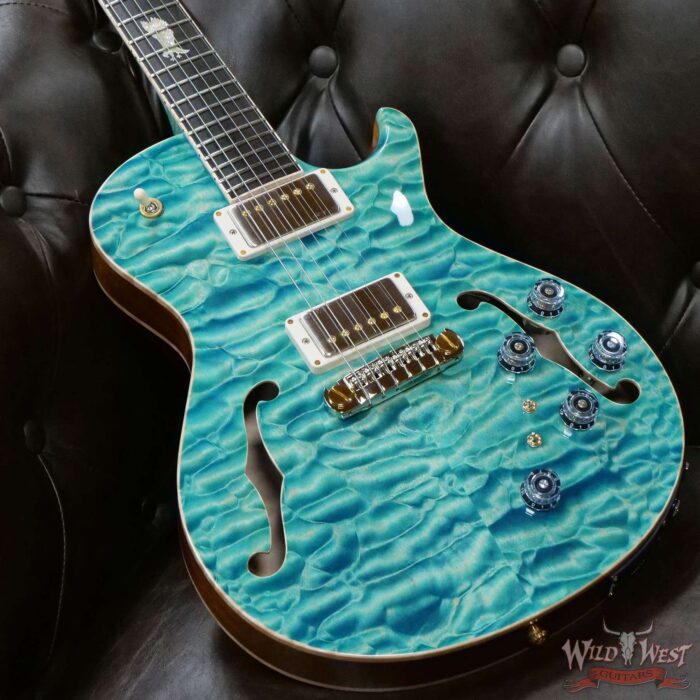 Paul Reed Smith PRS Private Stock # 9128 McCarty 594 Hollowbody II Piezo Singlecut Brazilian Rosewood Board Faded Turquoise - Image 8