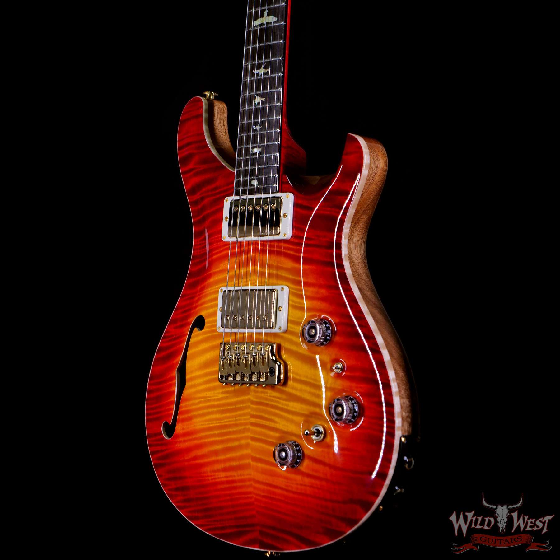 prs-ps9135-cu24-323176-br__wwg.jpg Paul Reed Smith PRS Private Stock # 9135 Custom 24 Piezo Semi-Hollow Flame Neck with Brazilian Rosewood Board Dragon’s Breath Glow - Image 2