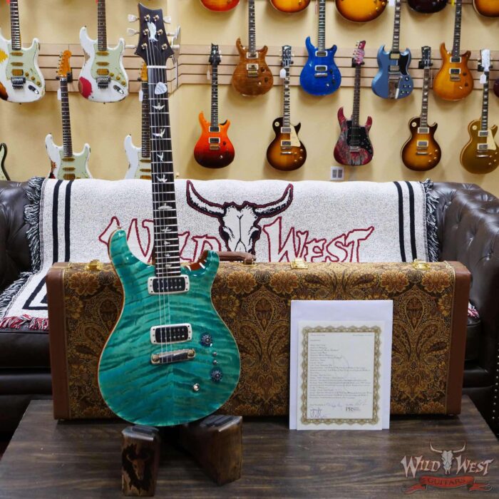 PRS Private Stock #9762 Paul’s Guitar Bear Claw Flame Maple Top African Blackwood Board Bahamian Blue - Image 6