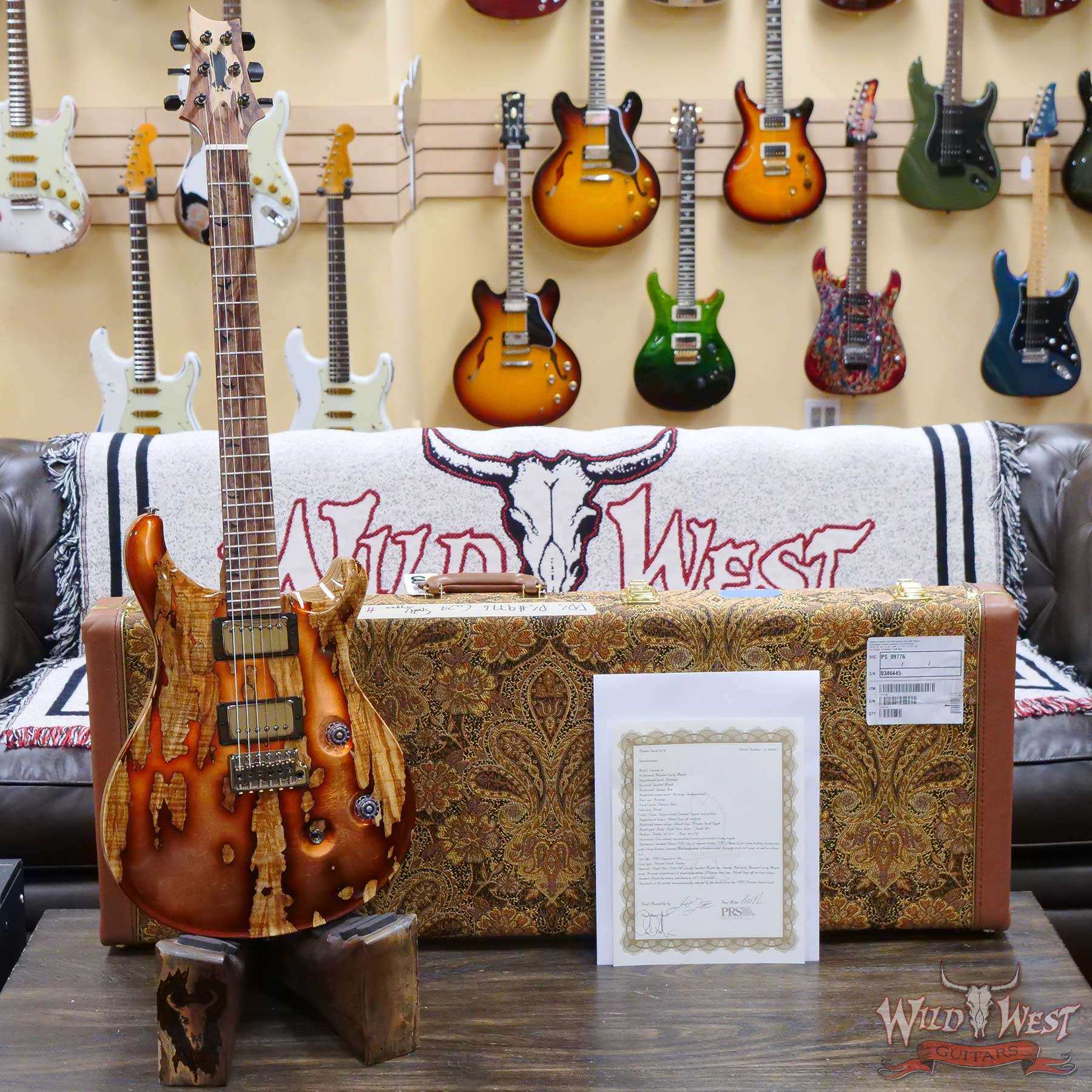 prs-ps9776-346445-d1__wwg.jpg Paul Reed Smith PRS Private Stock #9776 Custom 24 Spalted Maple Top Natural with Smoked Copper Leaf - Image 6