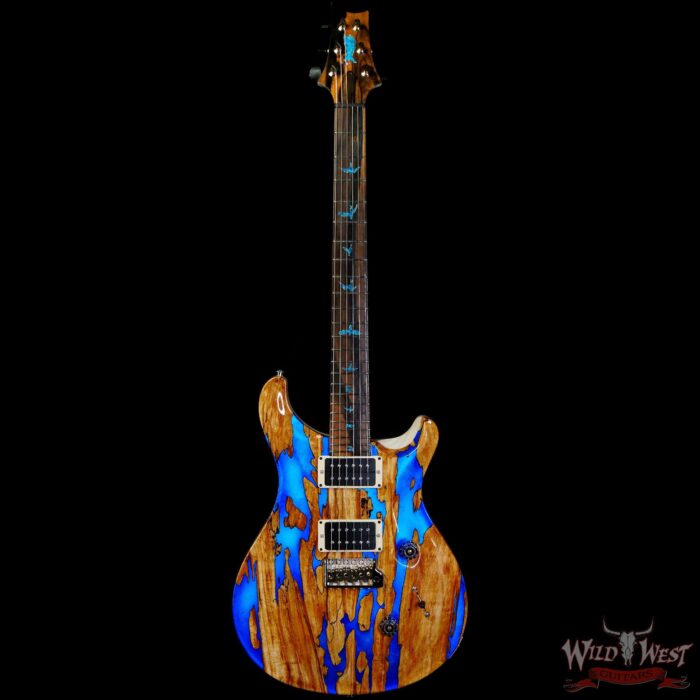 Paul Reed Smith PRS Private Stock #9792 Custom 24 Spalted Maple Top Ash Body & Neck Natural with Blue Smoked Silver Leaf - Image 3