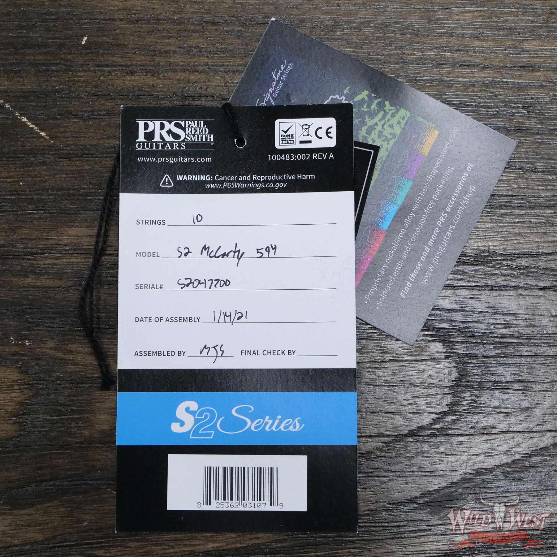 prs-s2-594-red-s2047700-coa__wwg.jpg Paul Reed Smith PRS S2 McCarty 594 Flame Maple Top Scarlet Red - Image 11
