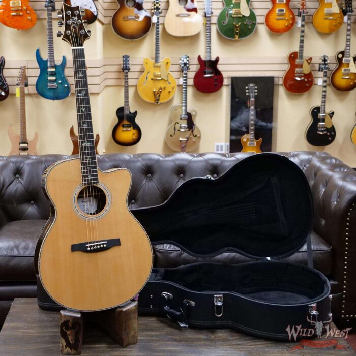 PRS SE A60E Cutaway Electric-Acoustic Guitar Sitka Spruce Top Ziricote Back & Side Ebony Fingerboard - Image 5
