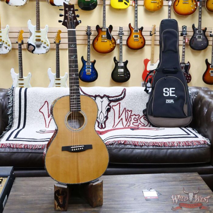 Paul Reed Smith PRS SE P50E Solid Sitka Spruce Top Flame Maple Back & Sides Parlor Size Electric-Acoustic Guitar Black Gold Burst - Image 4