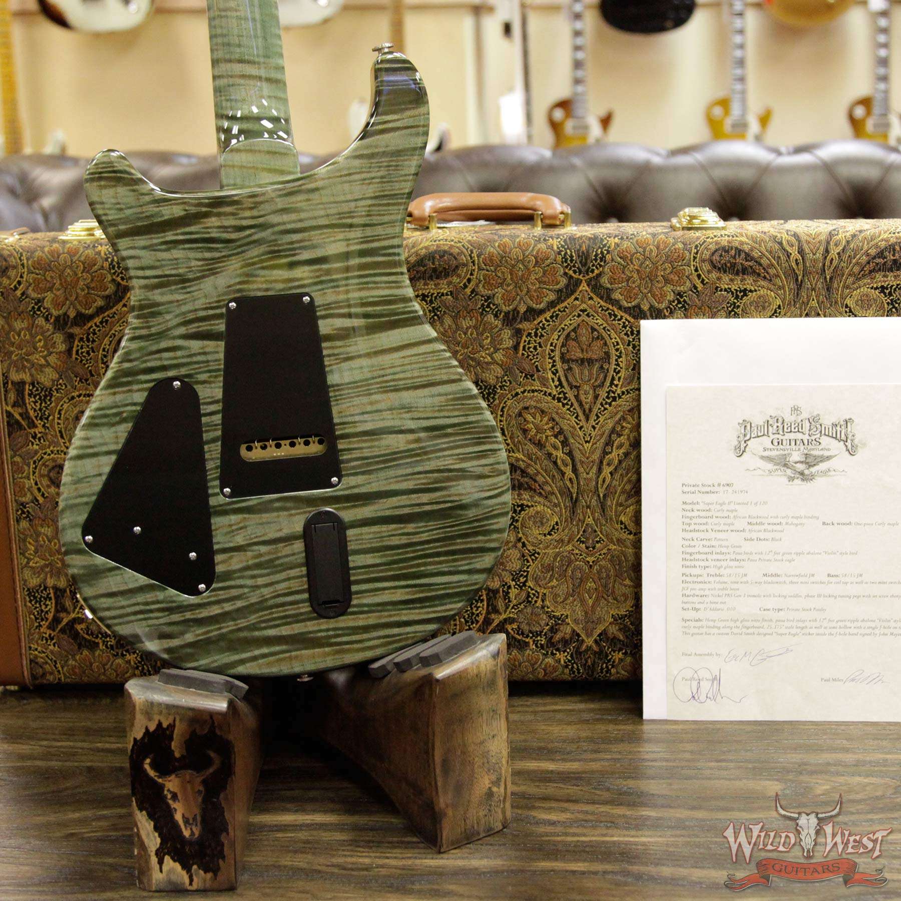 prs-supereagleii-241974-d4__wwg.jpg PRS Private Stock PS6907 John Mayer Super Eagle II Semi-Hollow Flame Maple Top and Neck Hemp Green - Image 16