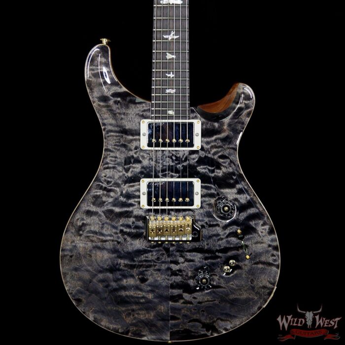 PRS Wood Library Quilted 10 Top Custom 24-08 Flame Mahogany Neck Brazilian Rosewood Fretboard Charcoal - Image 3
