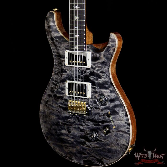 PRS Wood Library Quilted 10 Top Custom 24-08 Flame Mahogany Neck Brazilian Rosewood Fretboard Charcoal - Image 2