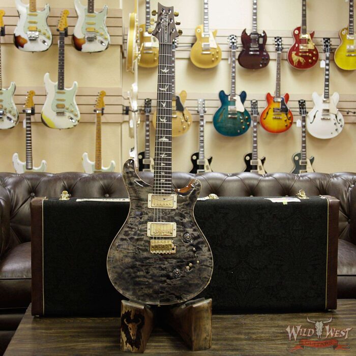 PRS Wood Library Quilted 10 Top Custom 24-08 Flame Mahogany Neck Brazilian Rosewood Fretboard Charcoal - Image 11