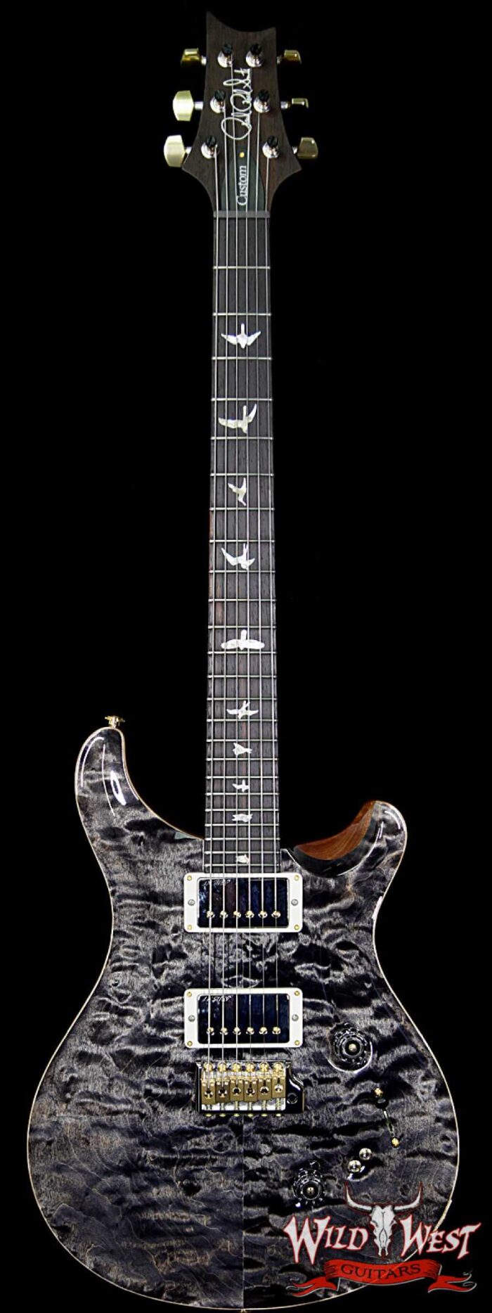 PRS Wood Library Quilted 10 Top Custom 24-08 Flame Mahogany Neck Brazilian Rosewood Fretboard Charcoal - Image 1