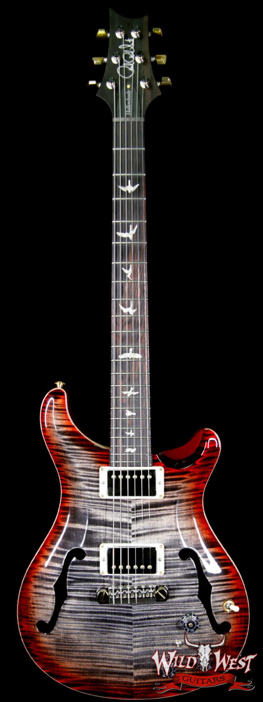 prs-wl-10top-ft-hbibrz-charcoalcherryburst-main__wwg_large.jpg PRS Wood Library Flame 10 Top Hollowbody I Piezo HB1 Brazilian Rosewood Board Charcoal Cherry Burst - Image 1