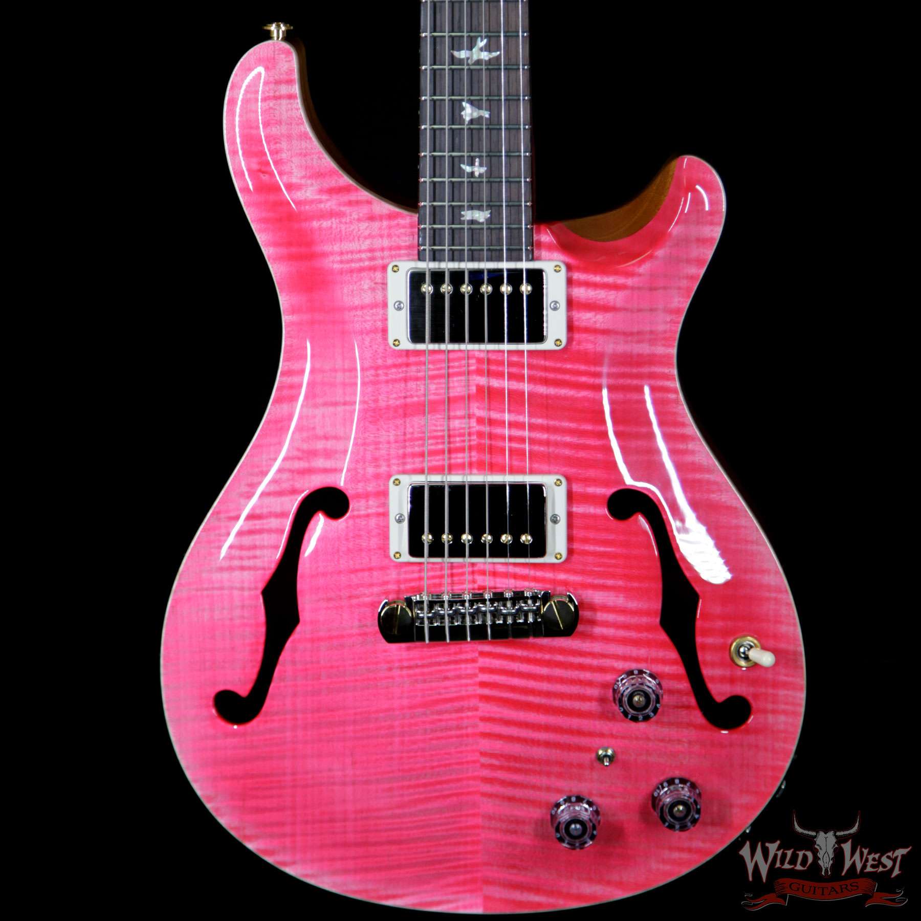 prs-wl-10top-ft-hibi-bonniepink-250877-bf__wwg.jpg 2018 PRS Wood Library 10 Top Hollowbody I Piezo HB1 Flame Top & Neck Brazilian Rosewood Board Bonnie Pink - Image 3