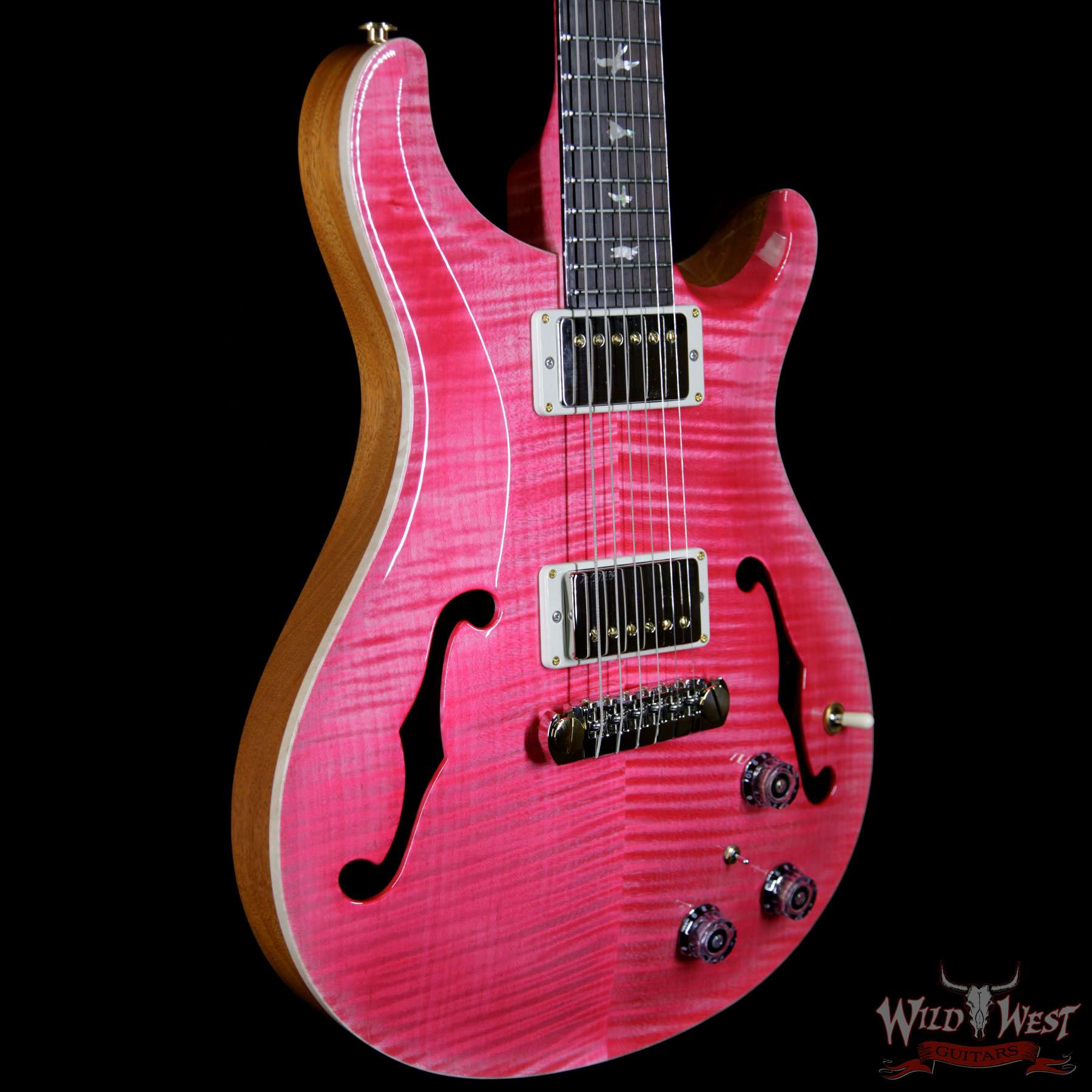 prs-wl-10top-ft-hibi-bonniepink-250877-bl__wwg.jpg 2018 PRS Wood Library 10 Top Hollowbody I Piezo HB1 Flame Top & Neck Brazilian Rosewood Board Bonnie Pink - Image 4