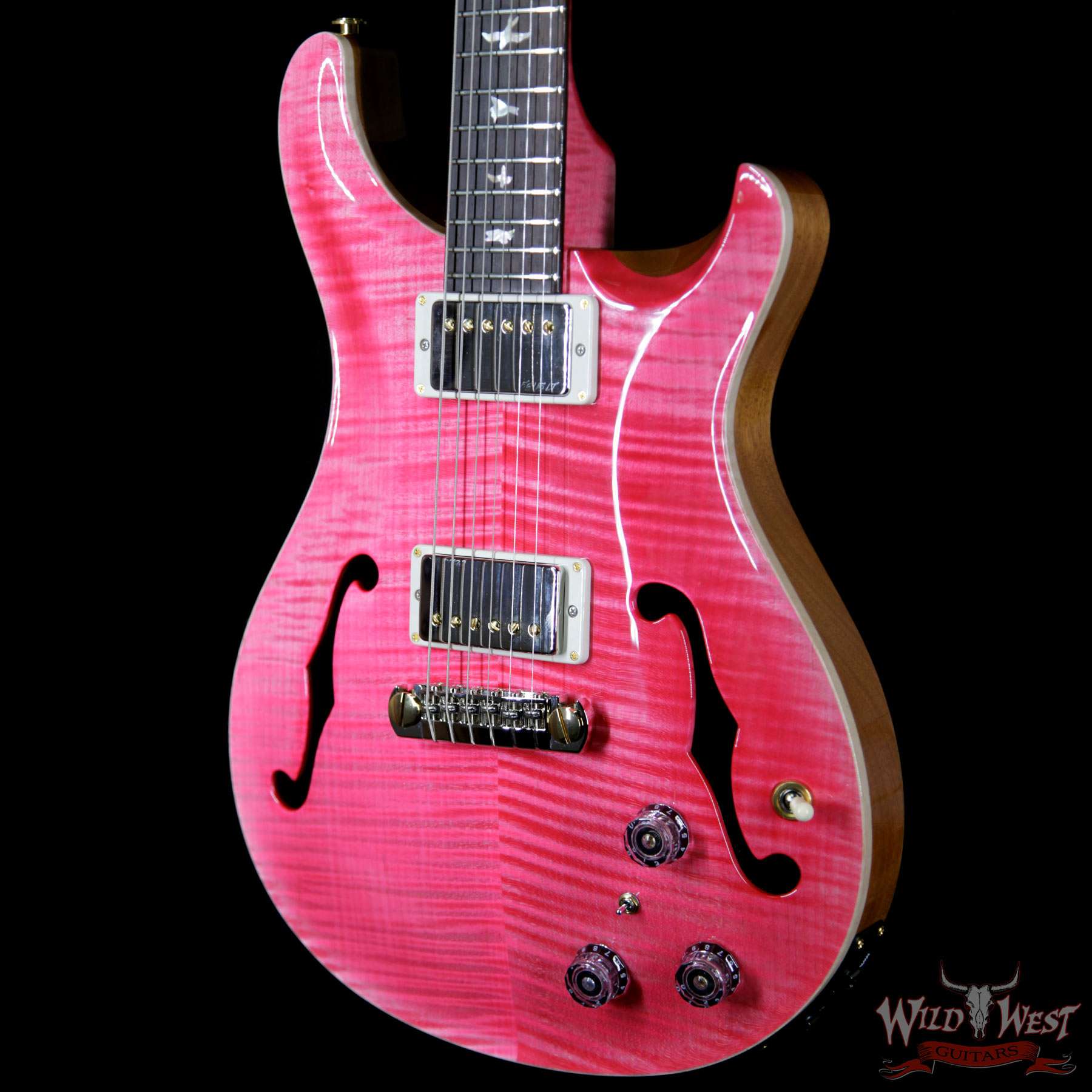 prs-wl-10top-ft-hibi-bonniepink-250877-br__wwg.jpg 2018 PRS Wood Library 10 Top Hollowbody I Piezo HB1 Flame Top & Neck Brazilian Rosewood Board Bonnie Pink - Image 2