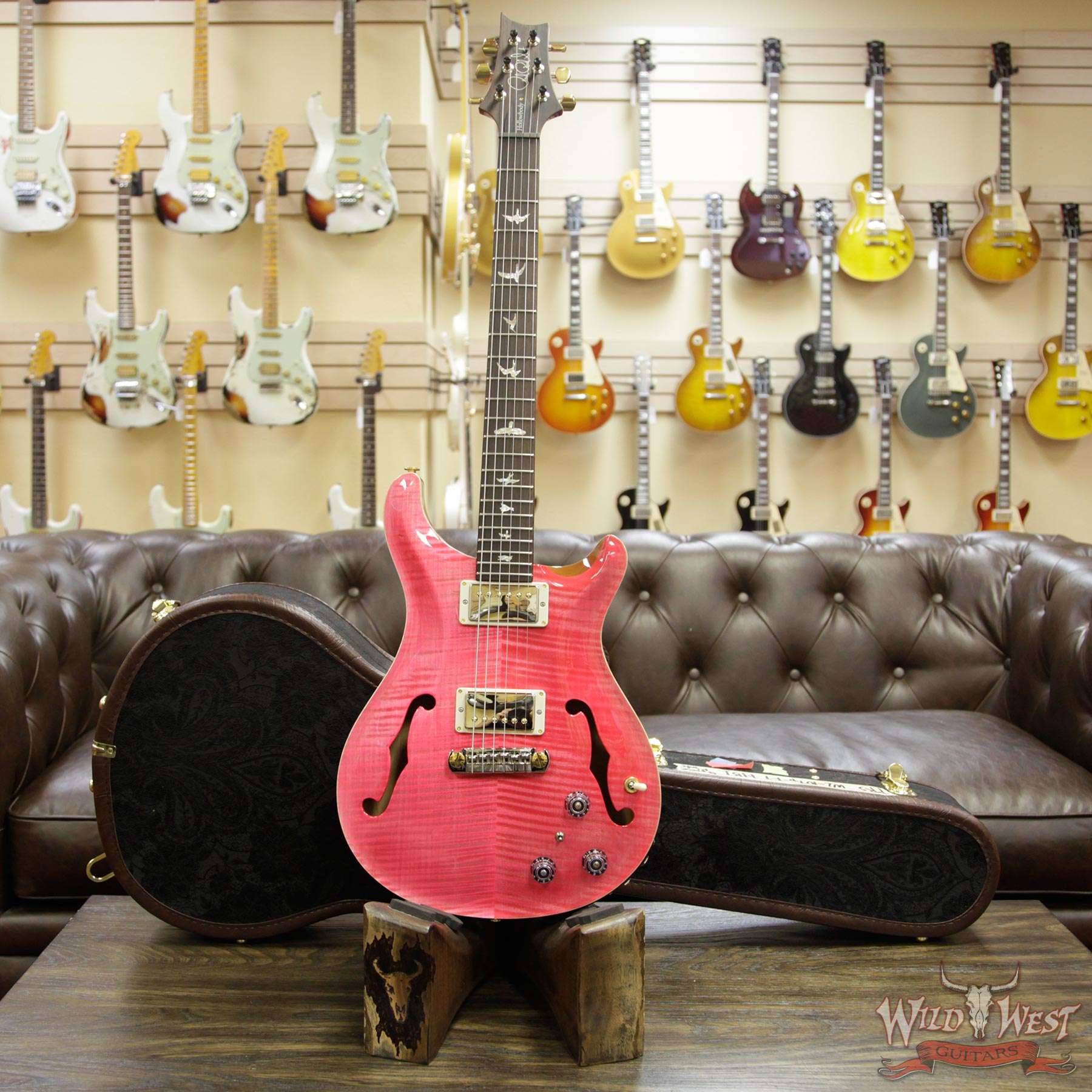 prs-wl-10top-ft-hibi-bonniepink-250877-d2__wwg.jpg 2018 PRS Wood Library 10 Top Hollowbody I Piezo HB1 Flame Top & Neck Brazilian Rosewood Board Bonnie Pink - Image 12
