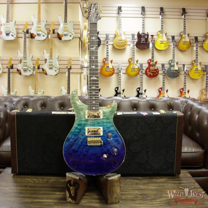 PRS Wood Library 10 Top Custom 24 Fatback Quilt Top Flame Neck Korina Brazilian Rosewood Board Blue Fade - Image 11