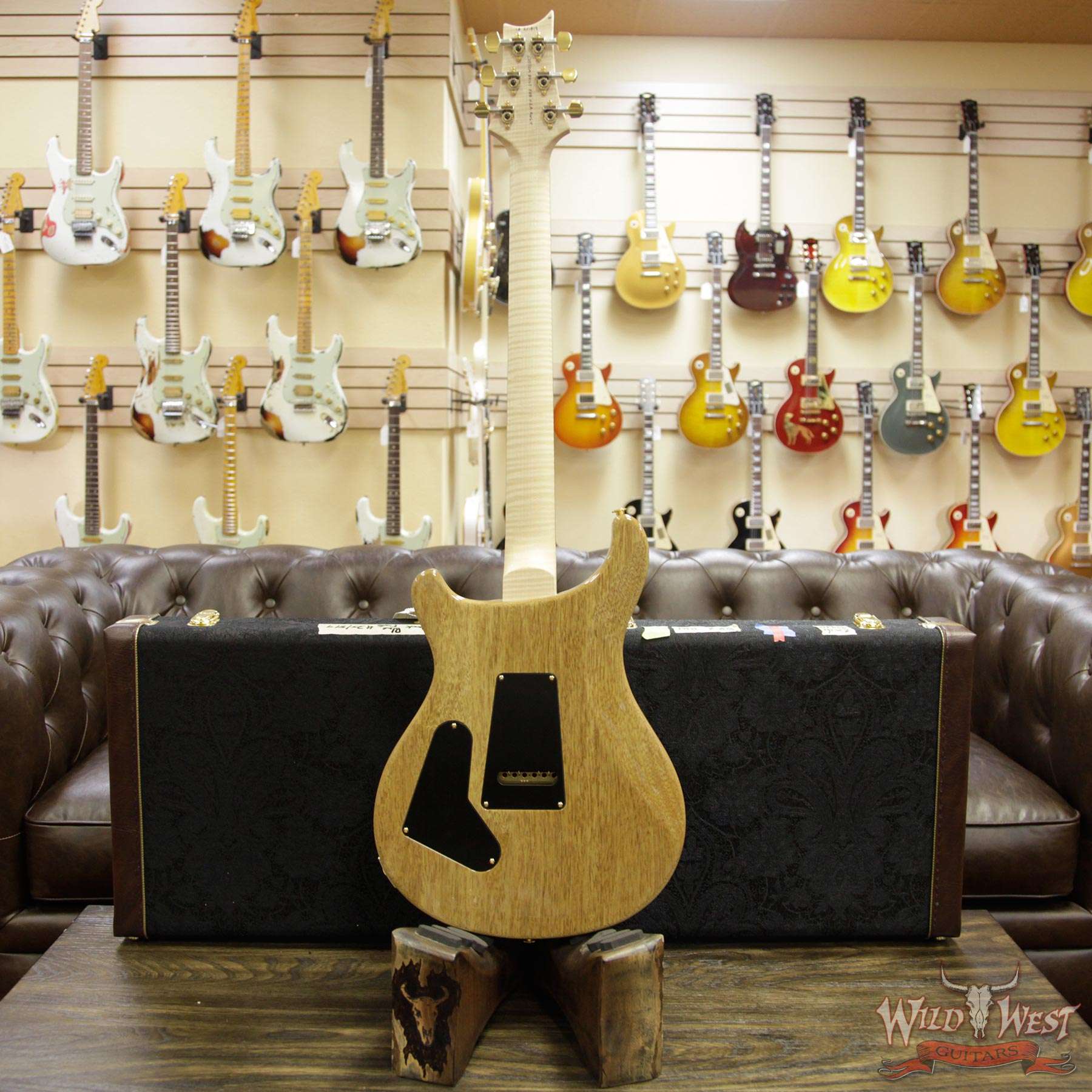 prs-wl-10top-qt-cu24fatback-blue-fade-251819-d3__wwg.jpg PRS Wood Library 10 Top Custom 24 Fatback Quilt Top Flame Neck Korina Brazilian Rosewood Board Blue Fade - Image 14