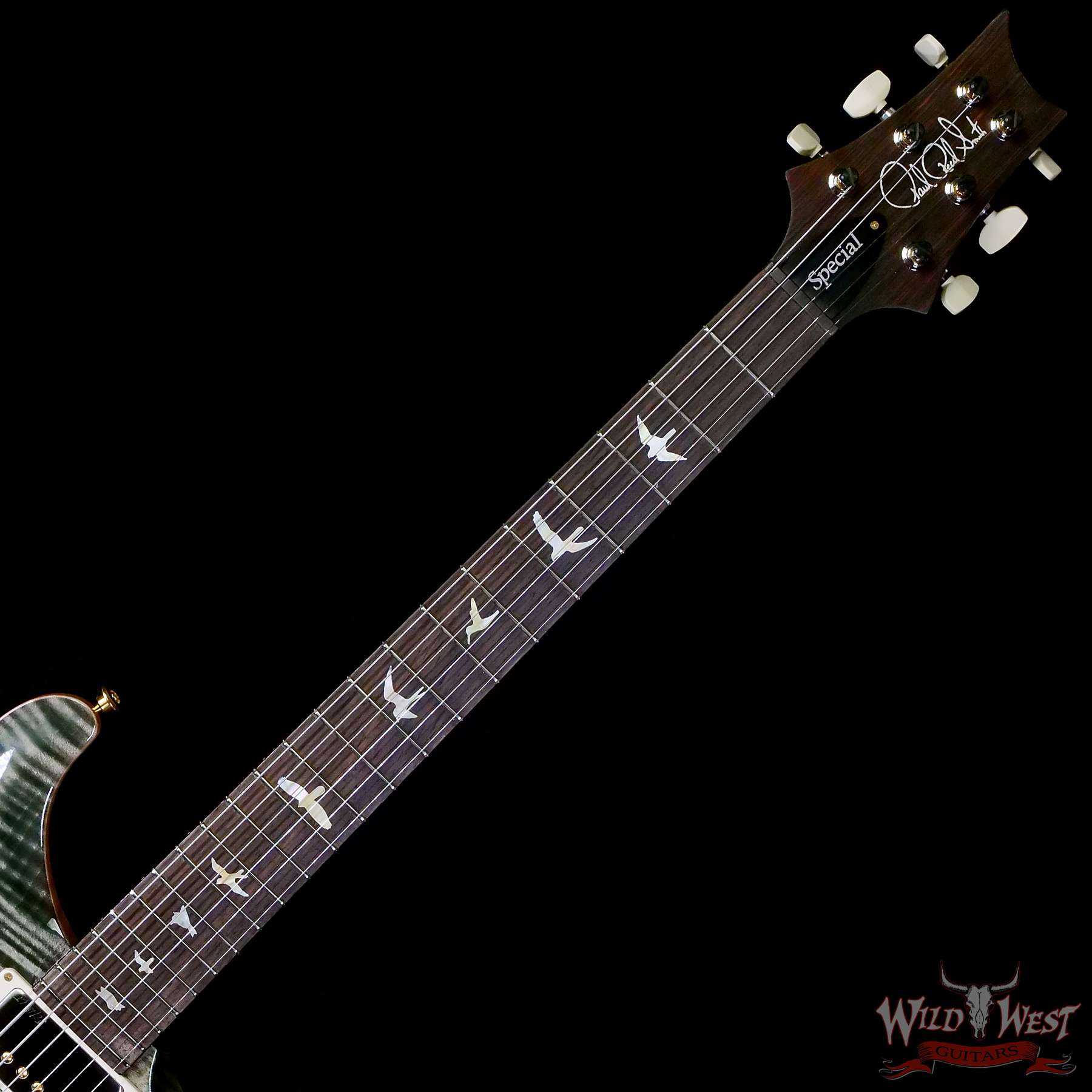 prs-wl-379585-c2__wwg.jpg Paul Reed Smith PRS Wood Library 10 Top Special 22 Semi-Hollow Flame Maple Neck Brazilian Rosewood Fingerboard Trampas Green 7.15 LBS (US Only / No International Shipping) - Image 4