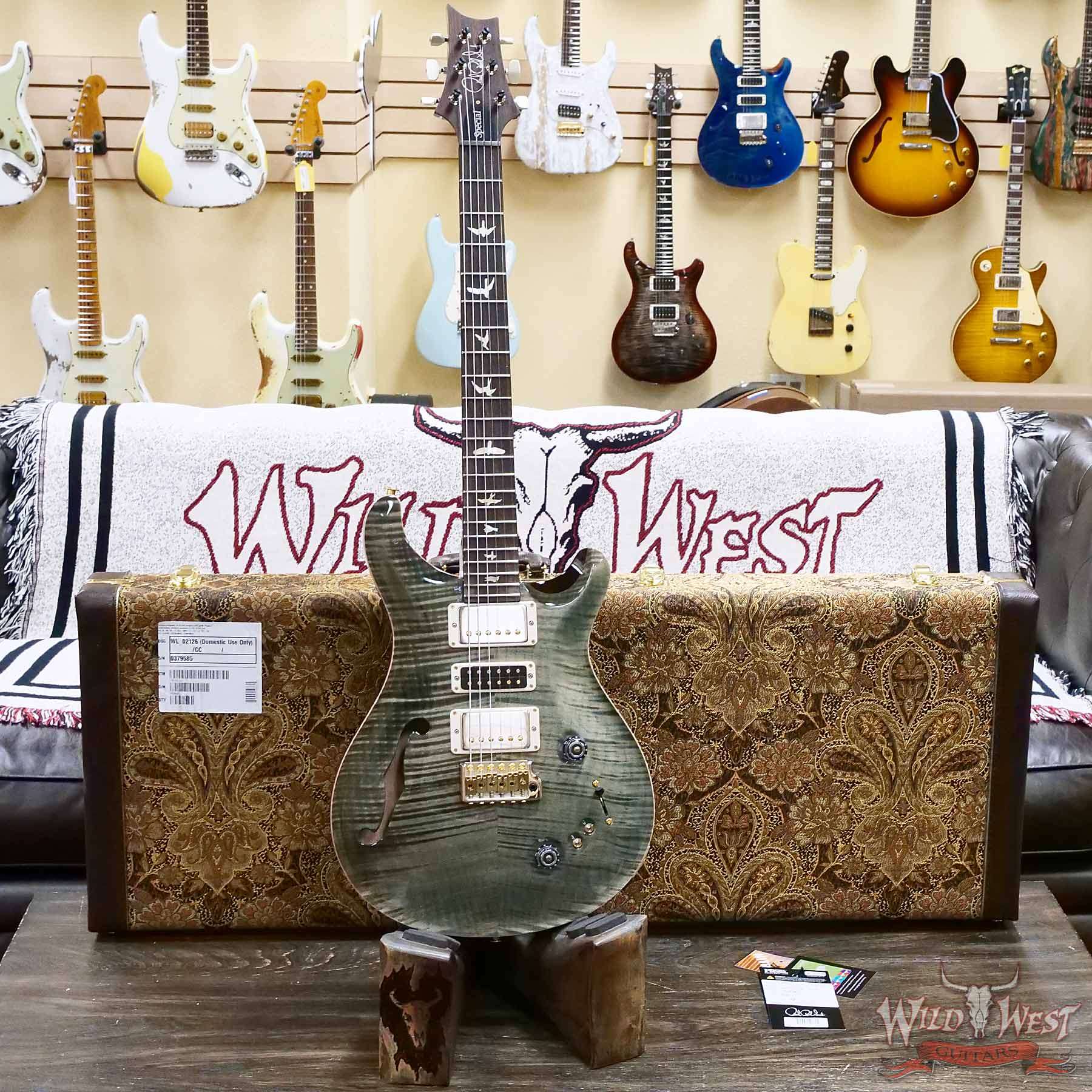 prs-wl-379585-d1__wwg.jpg Paul Reed Smith PRS Wood Library 10 Top Special 22 Semi-Hollow Flame Maple Neck Brazilian Rosewood Fingerboard Trampas Green 7.15 LBS (US Only / No International Shipping) - Image 6