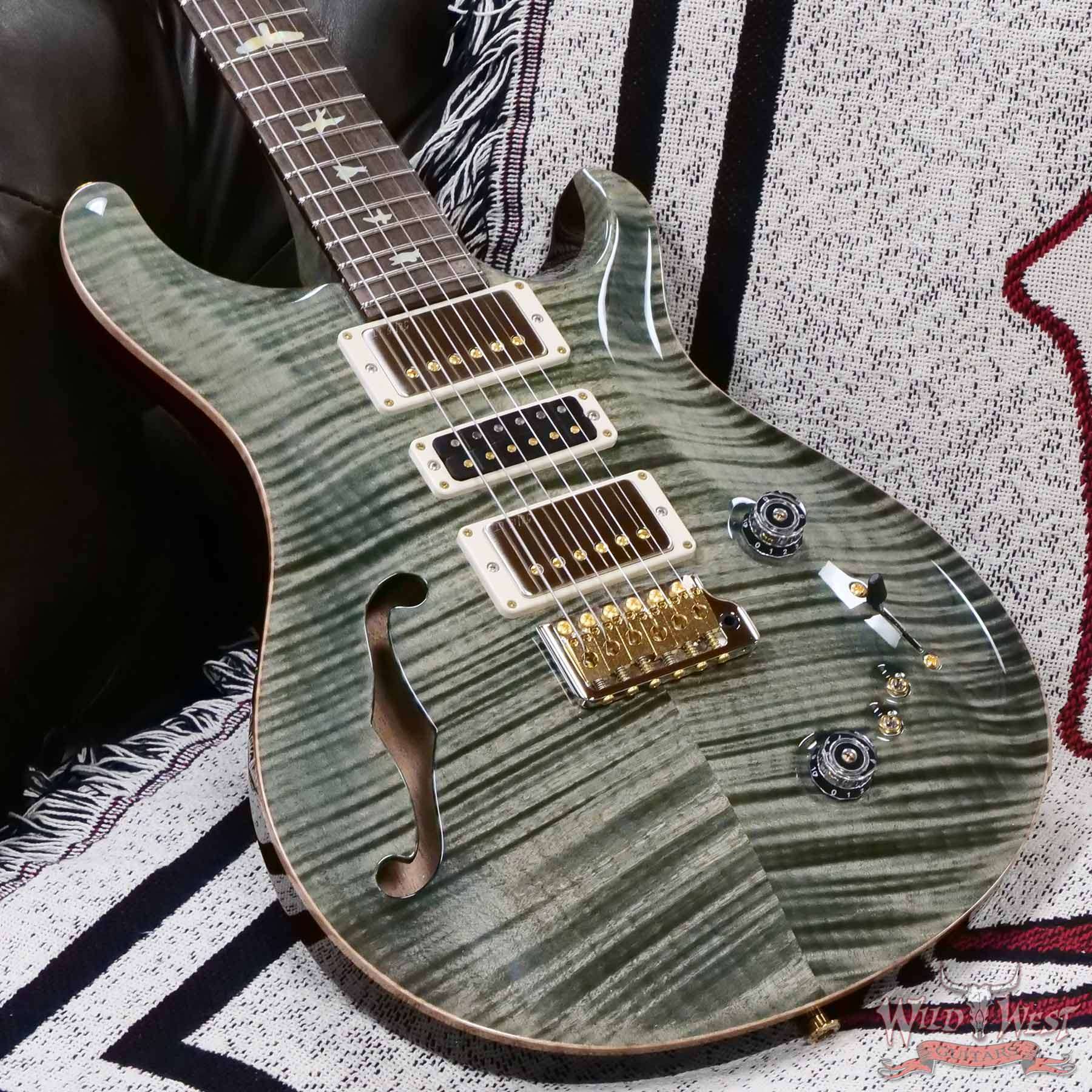 prs-wl-379585-d3__wwg.jpg Paul Reed Smith PRS Wood Library 10 Top Special 22 Semi-Hollow Flame Maple Neck Brazilian Rosewood Fingerboard Trampas Green 7.15 LBS (US Only / No International Shipping) - Image 8