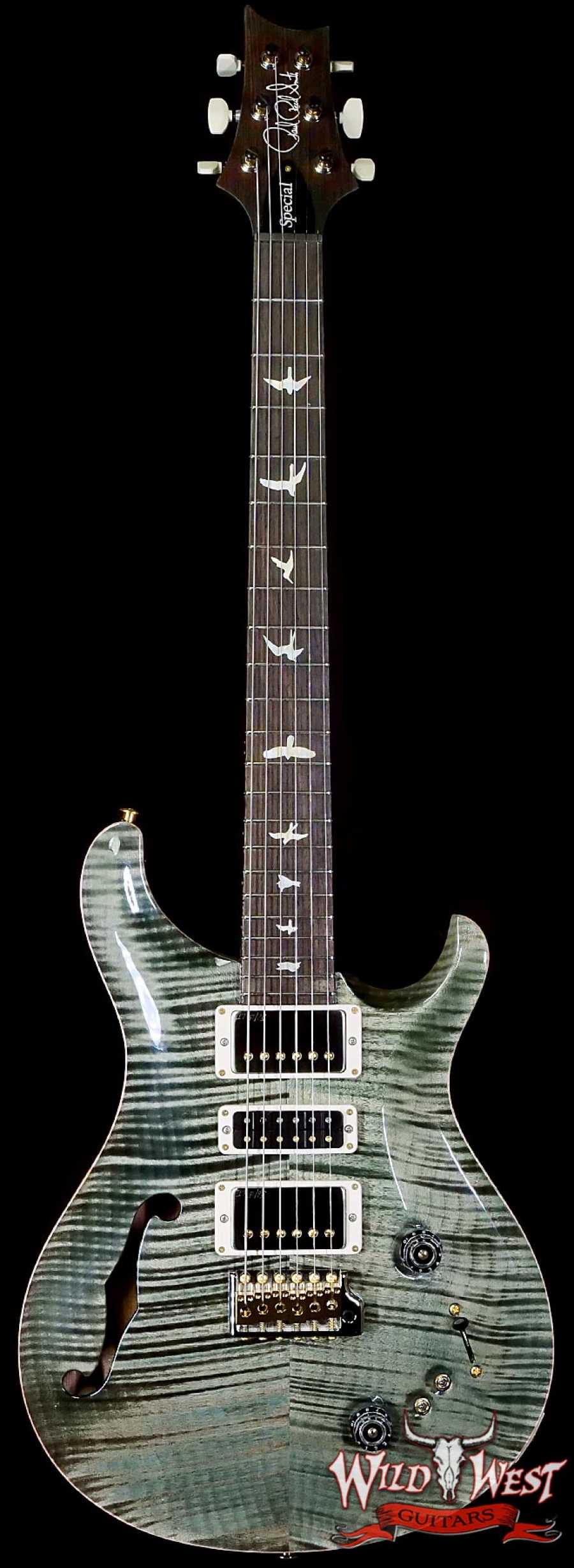 prs-wl-379585-main__wwg_large.jpg Paul Reed Smith PRS Wood Library 10 Top Special 22 Semi-Hollow Flame Maple Neck Brazilian Rosewood Fingerboard Trampas Green 7.15 LBS (US Only / No International Shipping) - Image 1