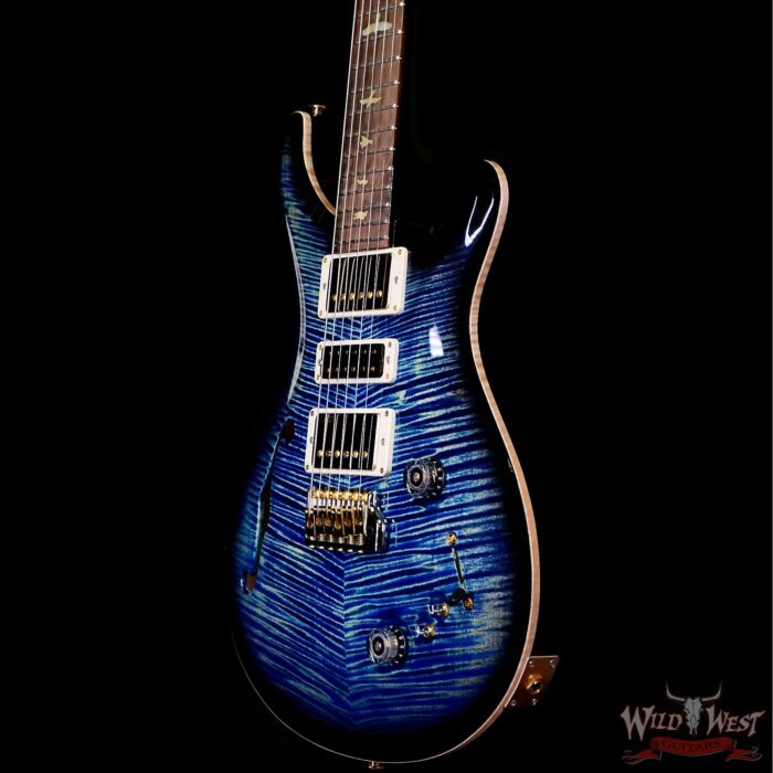 Paul Reed Smith PRS Wood Library 10 Top Special 22 Semi-Hollow Flame Maple Neck Brazilian Rosewood Fingerboard River Blue Smokeburst 6.90 LBS (US Only / No International Shipping) - Image 2