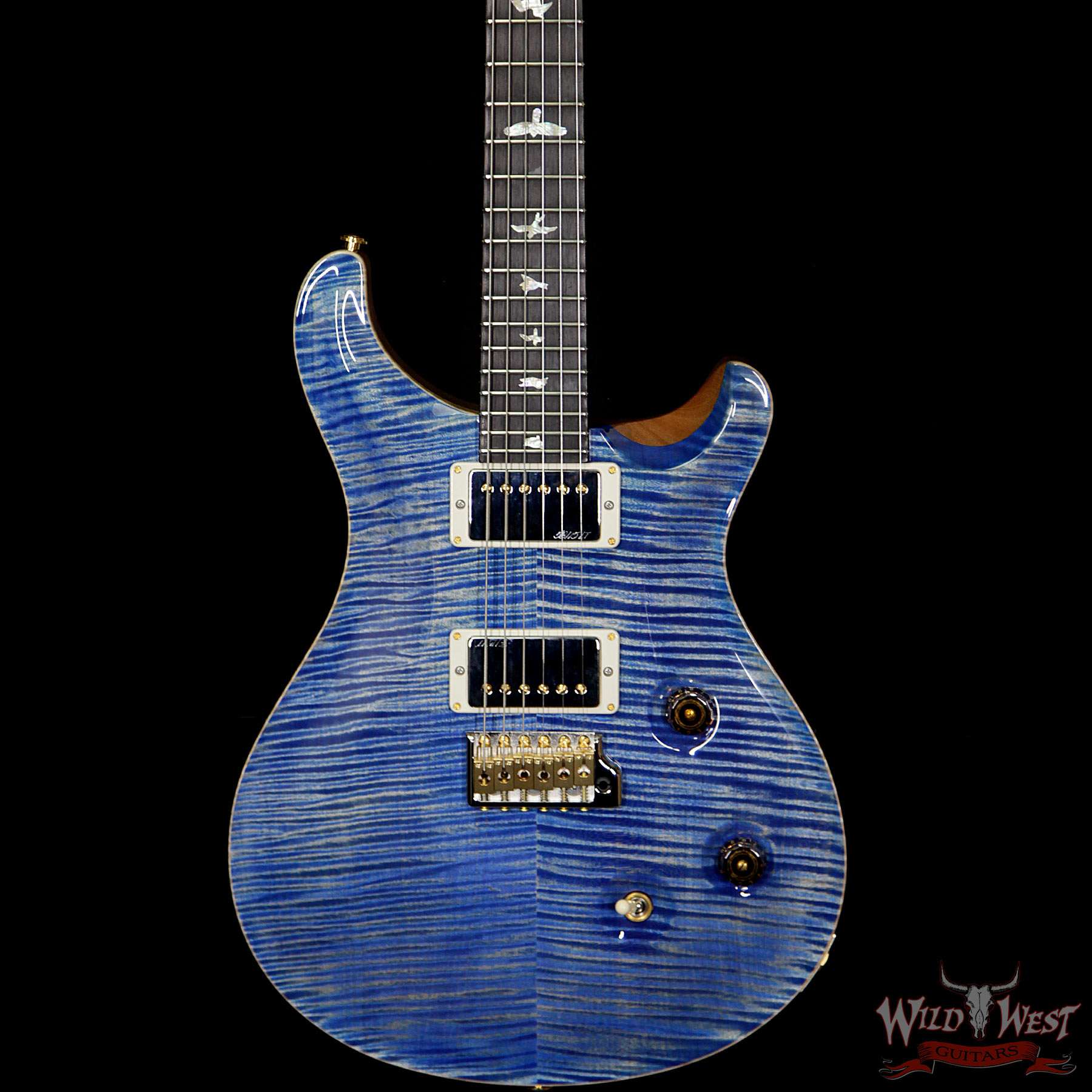 prs-wl-ap-ft-cu24fb-fn-afbw-fadedbluejean-254018-bbf__wwg.jpg PRS Wood Library Artist Package Custom 24 Fatback Flame Top Neck African Blackwood Board Faded Blue Jean - Image 3