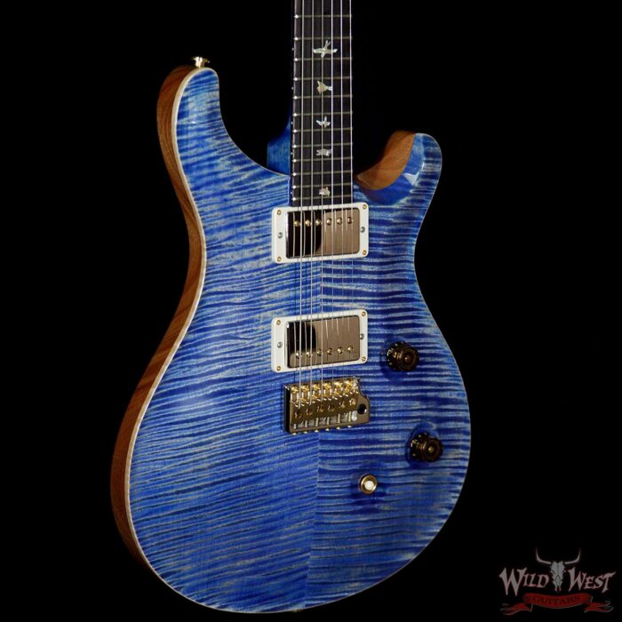 PRS Wood Library Artist Package Custom 24 Fatback Flame Top Neck African Blackwood Board Faded Blue Jean - Image 4