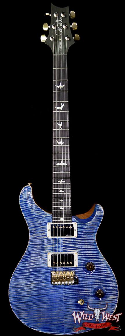 PRS Wood Library Artist Package Custom 24 Fatback Flame Top Neck African Blackwood Board Faded Blue Jean