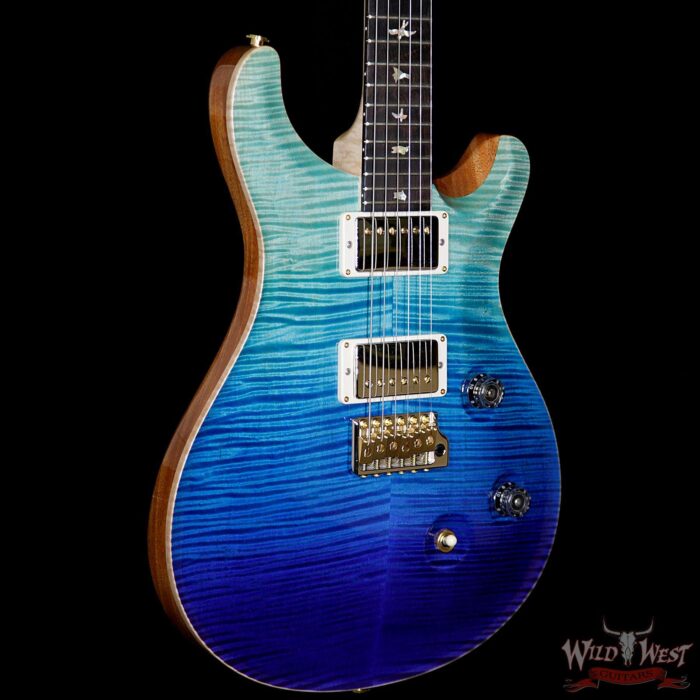 PRS Wood Library Artist Package Custom 24 Fatback Flame Maple Neck African Blackwood Board Blue Fade - Image 4