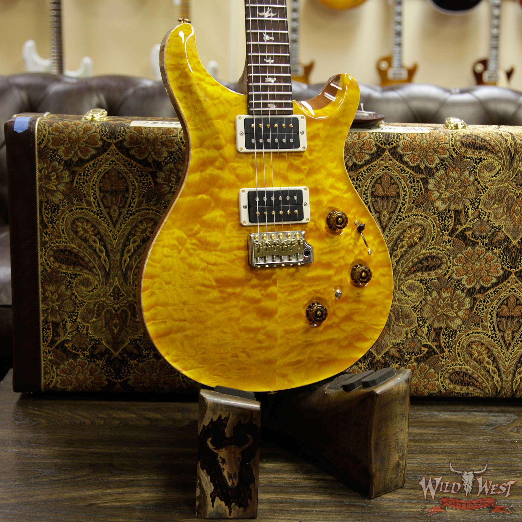 prs-wl-ap-qt-cu24piezo-santanayellow-0275181-d2__wwg.jpg PRS Wood Library Artist Package Quilt Top Custom 24 Piezo P24 Brazilian Rosewood Board Santana Yellow - Image 12