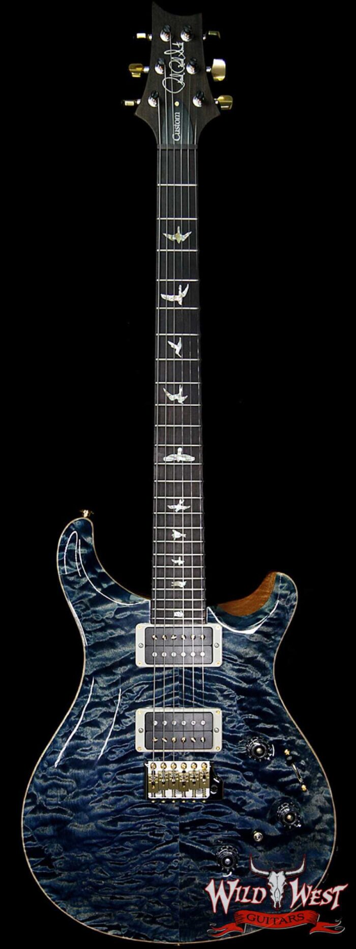 PRS Wood Library Artist Package Quilt Top Custom 24 Piezo P24 Brazilian Rosewood Board Faded Whale Blue - Image 1