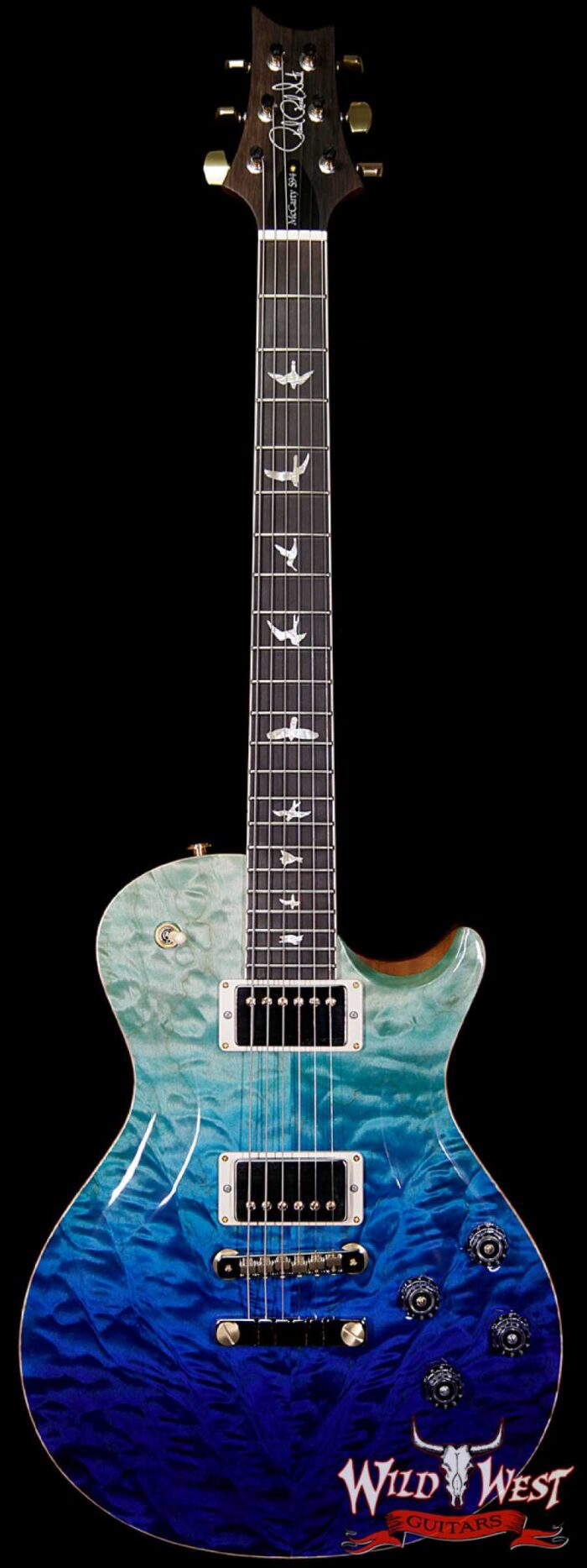PRS Wood Library Artist Package McCarty Singlecut SC594 Quilt Top Brazilian Rosewood Board Blue Fade - Image 1