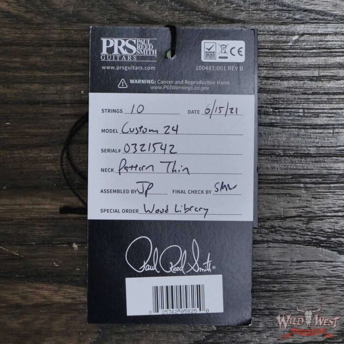 Paul Reed Smith Wood Library 10 Top Swamp Ash Custom 24 Roasted Maple Neck Cocobolo Board Blue Fade - Image 12