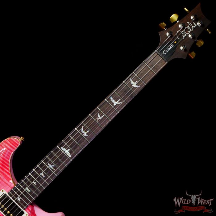Paul Reed Smith Wood Library 10 Top Custom 24-08 Roasted Flame Maple Neck Brazilian Rosewood Board Bonnie Pink - Image 4