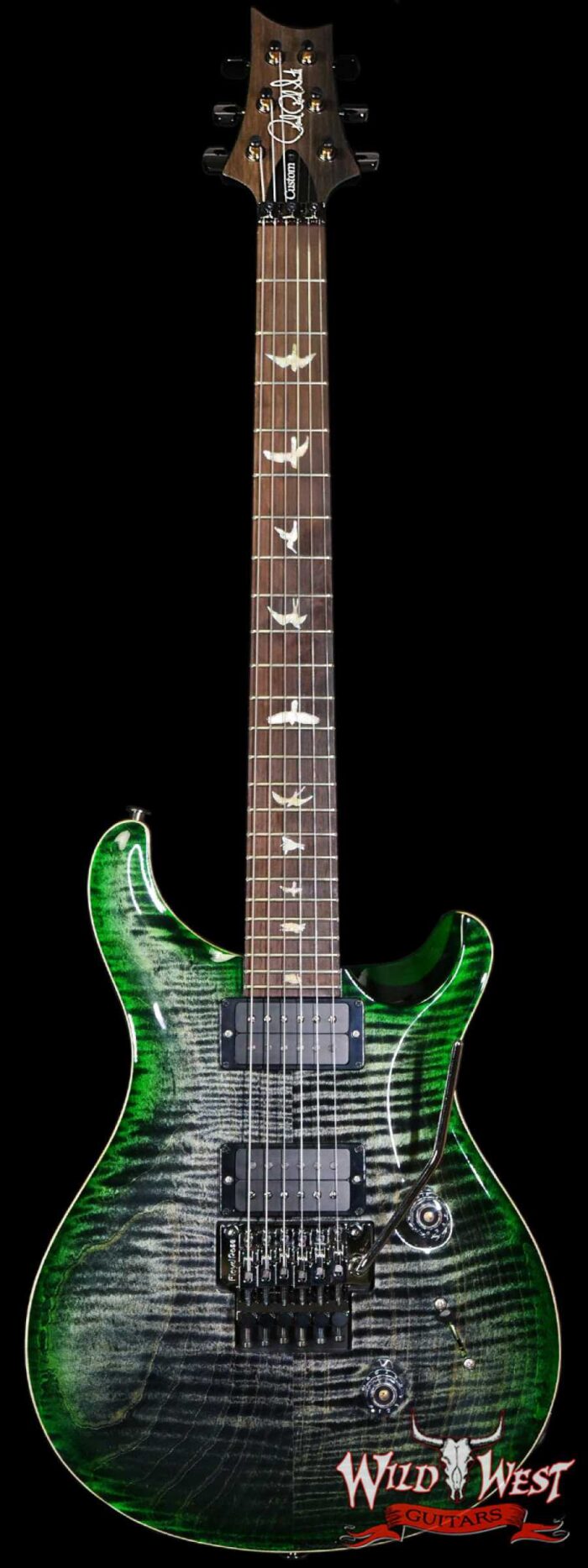 Paul Reed Smith PRS Wood Library 10 Top Custom 24 Floyd Rose Brazilian Rosewood Fingerboard Flame Maple Neck Charcoal Jade Burst - Image 1
