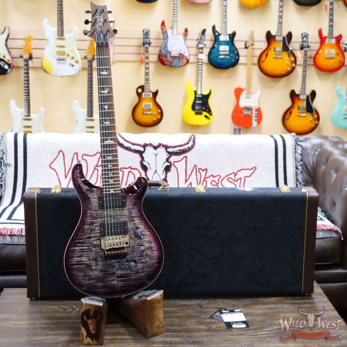 Paul Reed Smith PRS Wood Library 10 Top Custom 24 Floyd Rose Brazilian Rosewood Fingerboard Flame Maple Neck Charcoal Purple Burst - Image 6