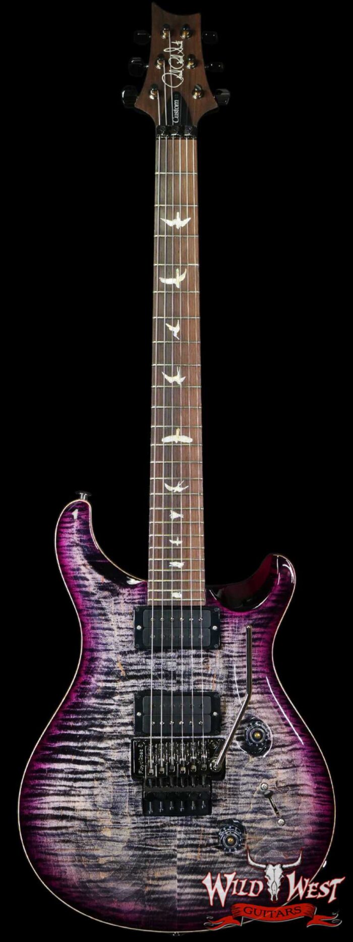 Paul Reed Smith PRS Wood Library 10 Top Custom 24 Floyd Rose Brazilian Rosewood Fingerboard Flame Maple Neck Charcoal Purple Burst - Image 1