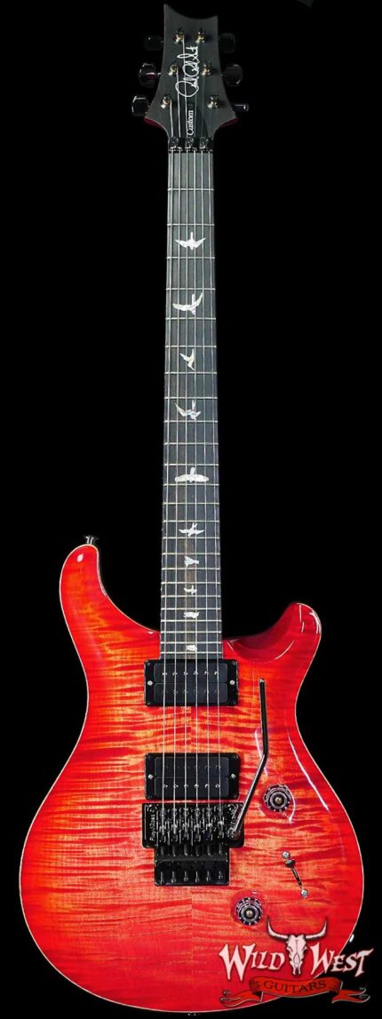 Paul Reed Smith PRS Wood Library 10 Top Custom 24 Floyd Rose Ebony Fingerboard Stained Flame Maple Neck Blood Orange