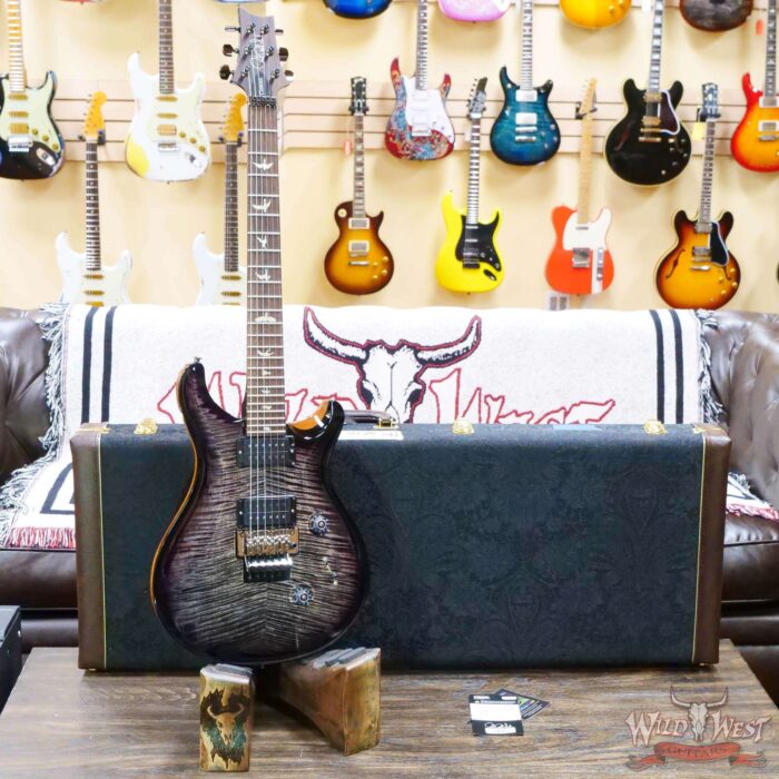 Paul Reed Smith PRS Wood Library 10 Top Custom 24 Floyd Rose Brazilian Rosewood Fingerboard Stained Flame Maple Neck Charcoal Purple Smokeburst - Image 6