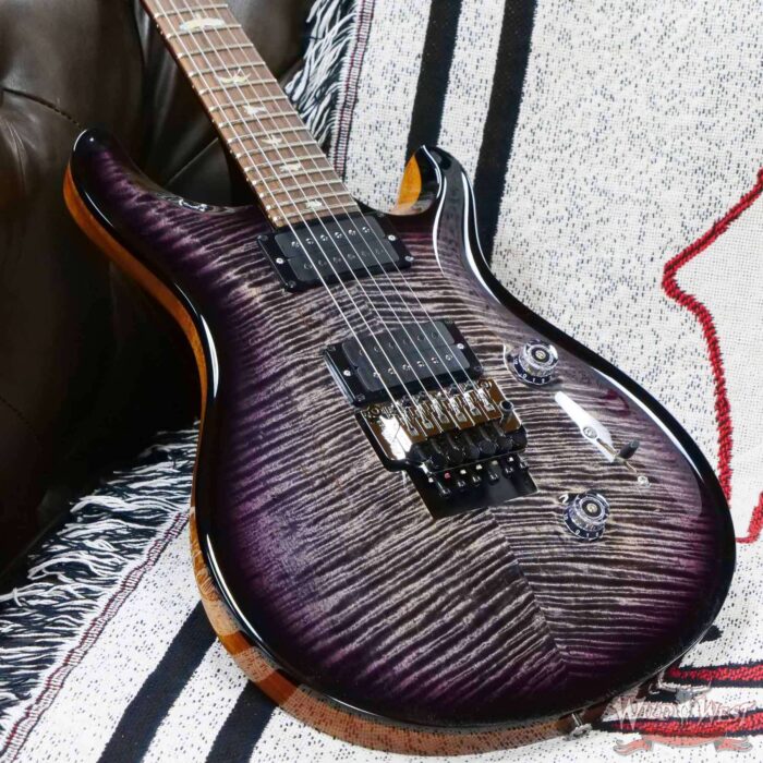 Paul Reed Smith PRS Wood Library 10 Top Custom 24 Floyd Rose Brazilian Rosewood Fingerboard Stained Flame Maple Neck Charcoal Purple Smokeburst - Image 8