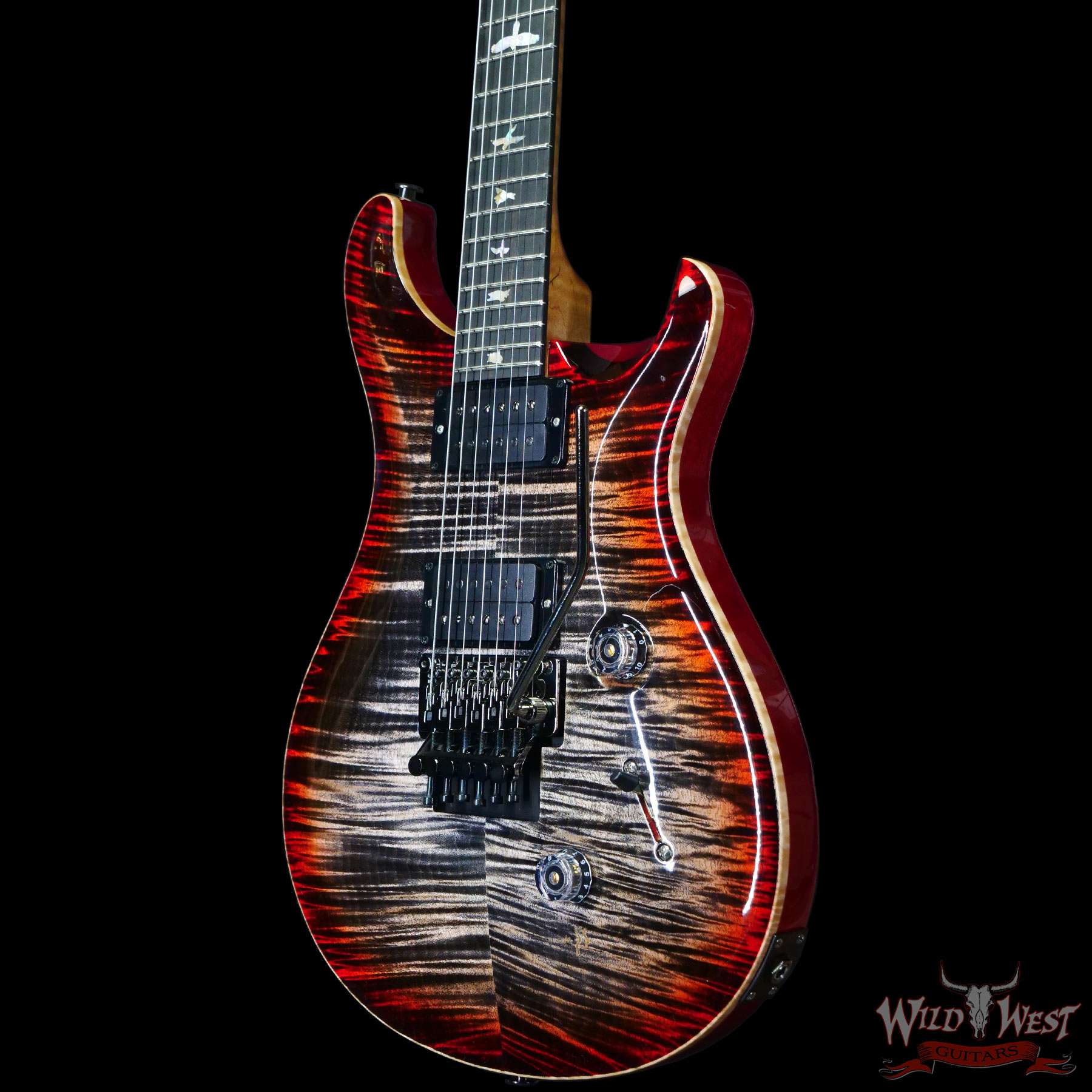 prs-wl-cu24fr-ccb-356114-br__wwg.jpg Paul Reed Smith PRS Wood Library 10 Top Custom 24 Floyd Rose Ebony Fingerboard Roasted Flame Maple Neck Charcoal Cherry Burst - Image 2