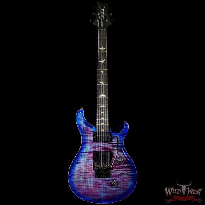 Paul Reed Smith PRS Wood Library 10 Top Custom 24 Floyd Rose Ebony Fingerboard Roasted Flame Maple Neck Violet Blue Burst - Image 3