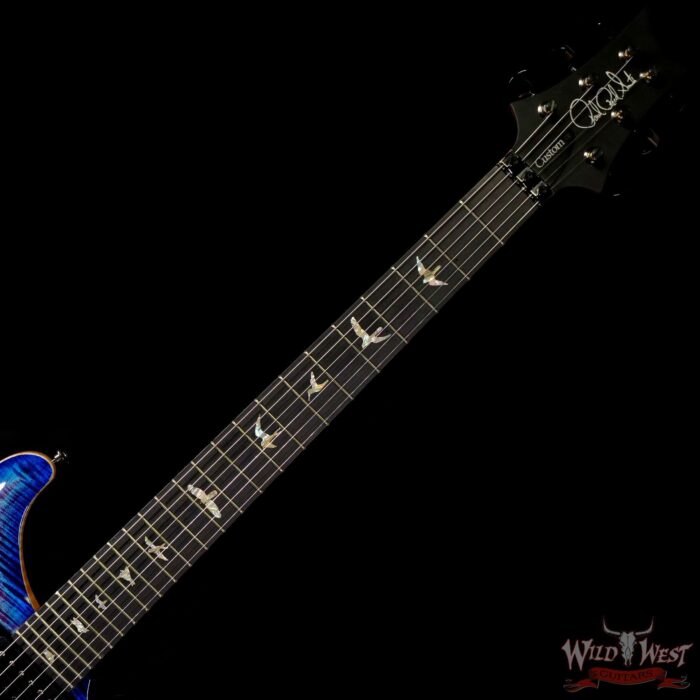 Paul Reed Smith PRS Wood Library 10 Top Custom 24 Floyd Rose Ebony Fingerboard Roasted Flame Maple Neck Violet Blue Burst - Image 4