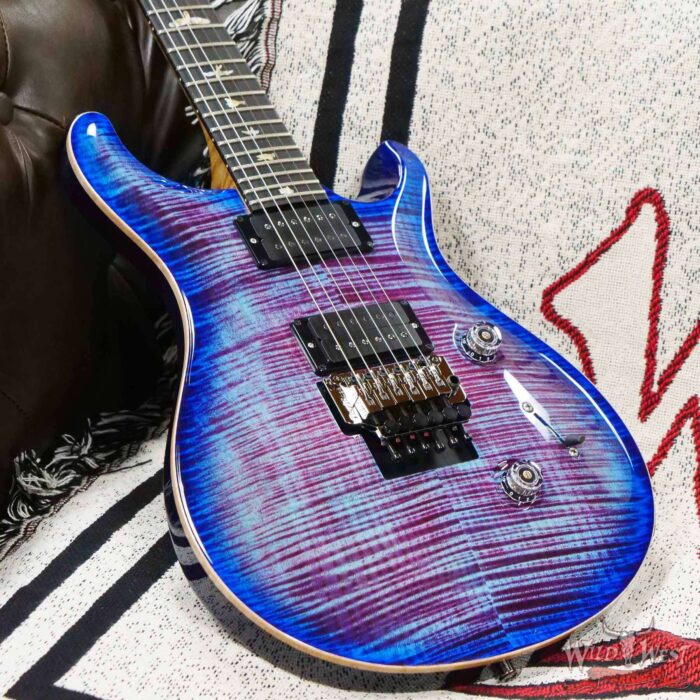Paul Reed Smith PRS Wood Library 10 Top Custom 24 Floyd Rose Ebony Fingerboard Roasted Flame Maple Neck Violet Blue Burst - Image 8