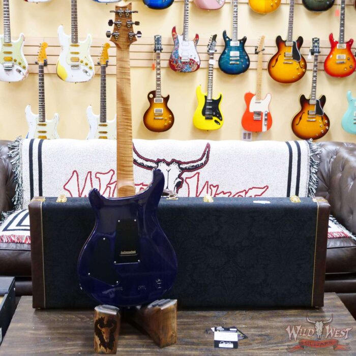 Paul Reed Smith PRS Wood Library 10 Top Custom 24 Floyd Rose Ebony Fingerboard Roasted Flame Maple Neck Violet Blue Burst - Image 9
